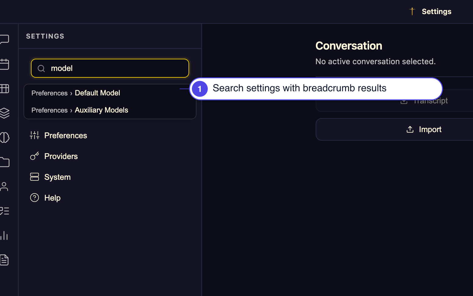 Search settings